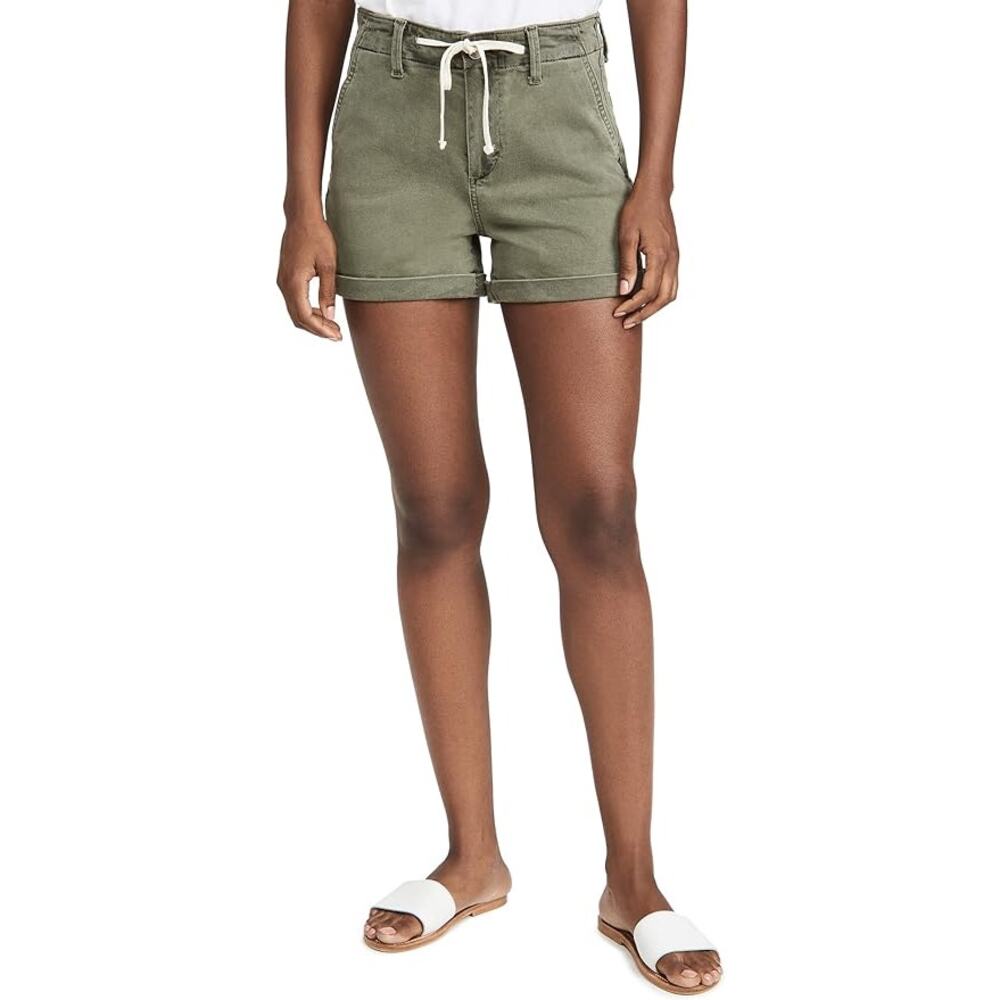 Women's Size 30 PAIGE Christy Shorts in Vintage Ivy Green Tie Front Cuffed